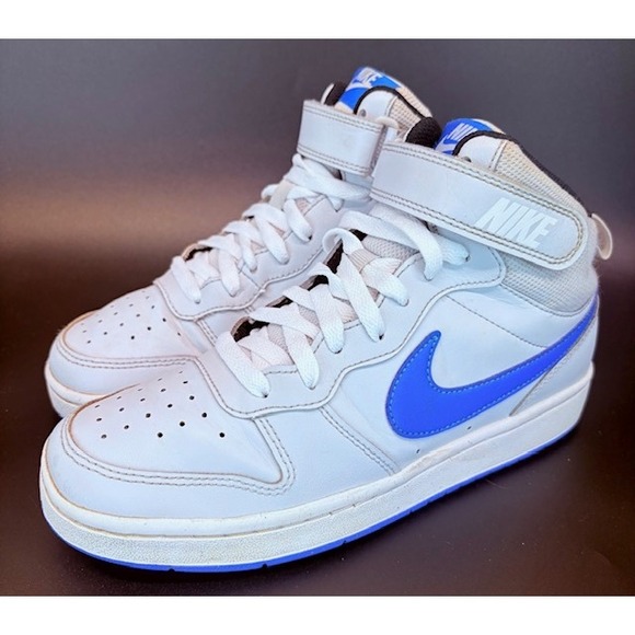 Nike Court Borough Mid 2 White Blue Womens size 7 or youth 5.5Y - Picture 1 of 8